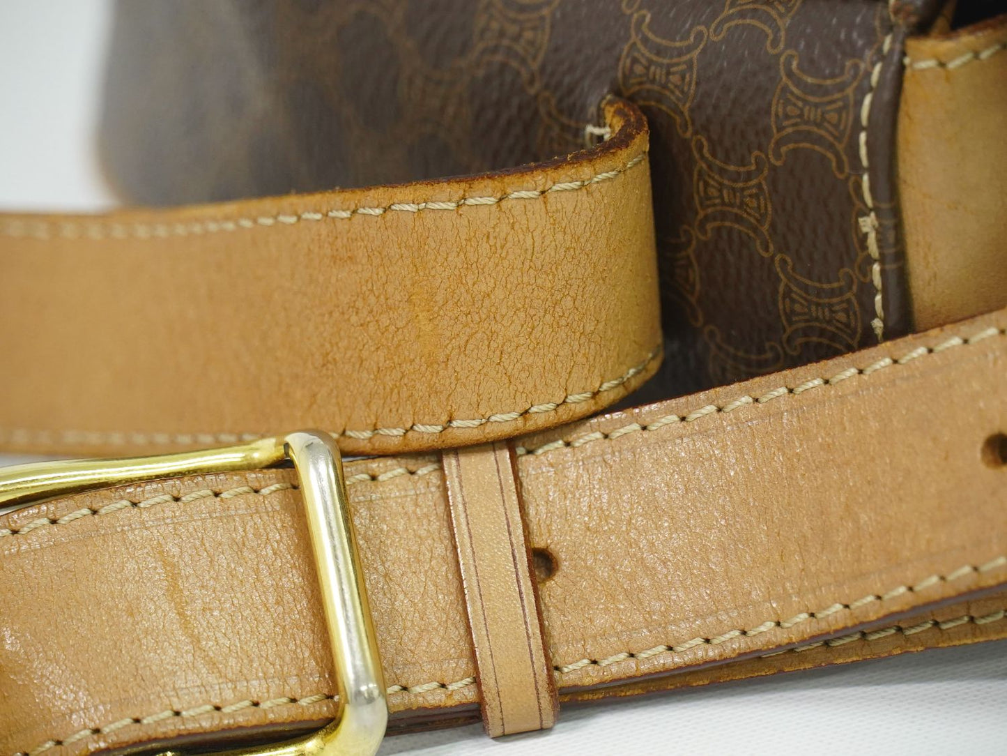 CELINE マカダム ショルダーバッグ ブラウン