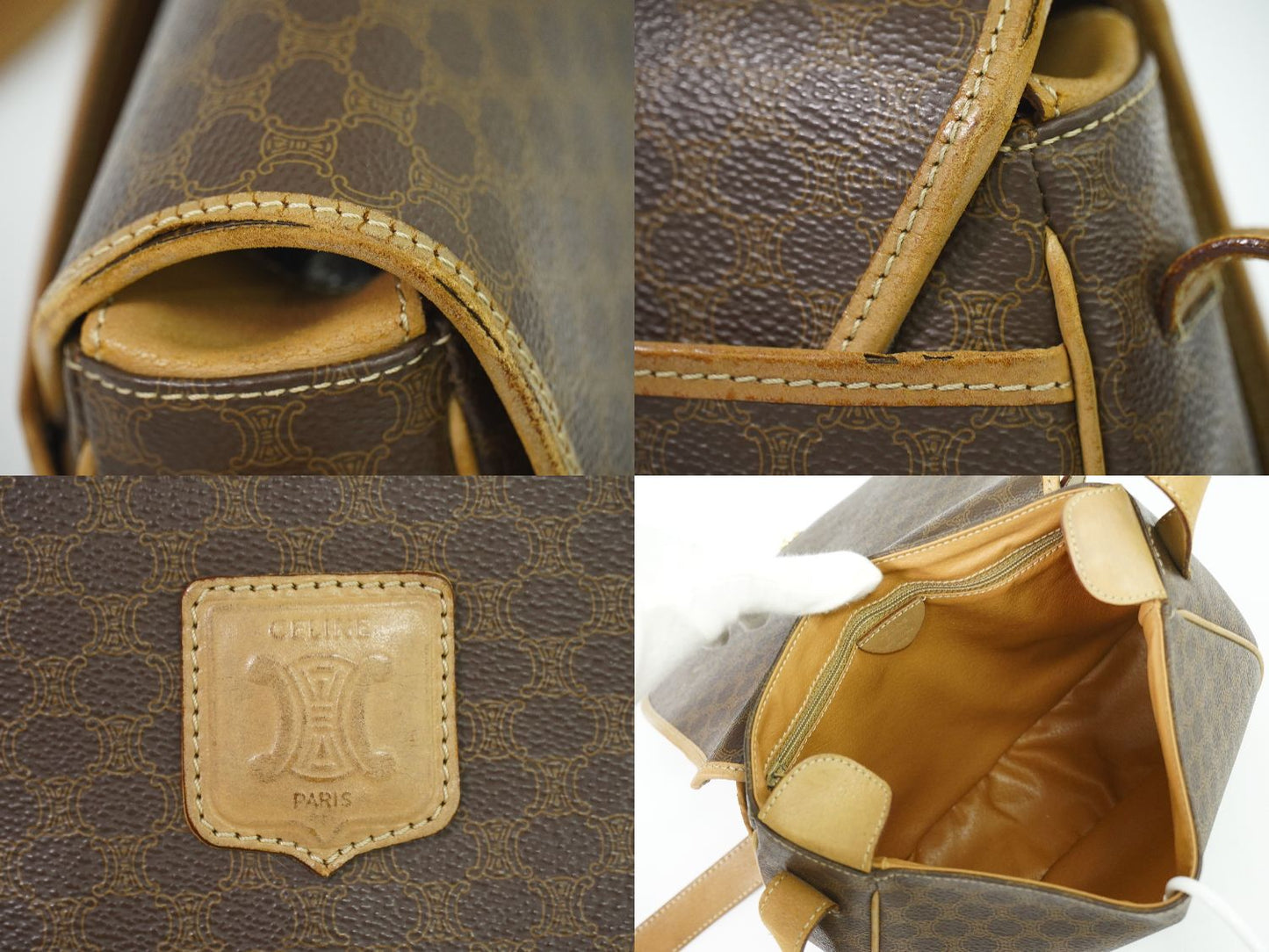 CELINE マカダム ショルダーバッグ ブラウン