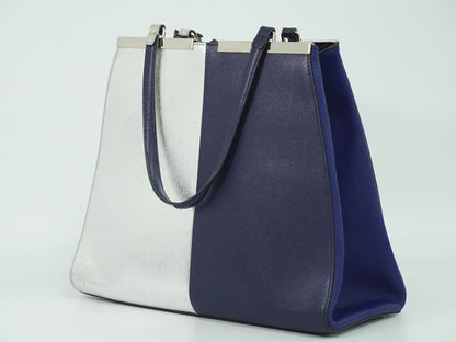 FENDI トロワジュール トートバッグ ネイビー シルバー 8BH272