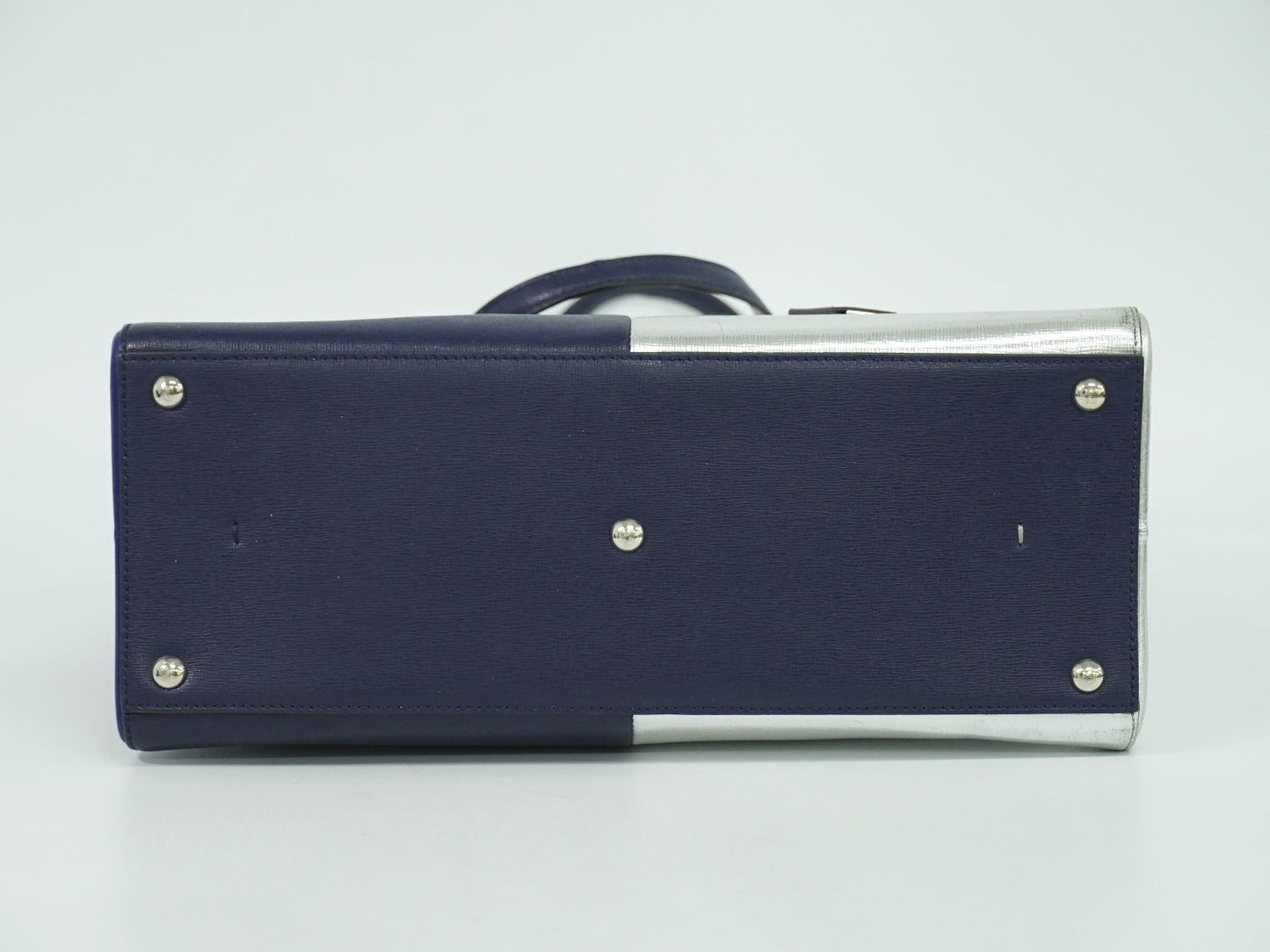 FENDI トロワジュール トートバッグ ネイビー シルバー 8BH272