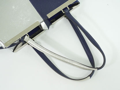 FENDI トロワジュール トートバッグ ネイビー シルバー 8BH272