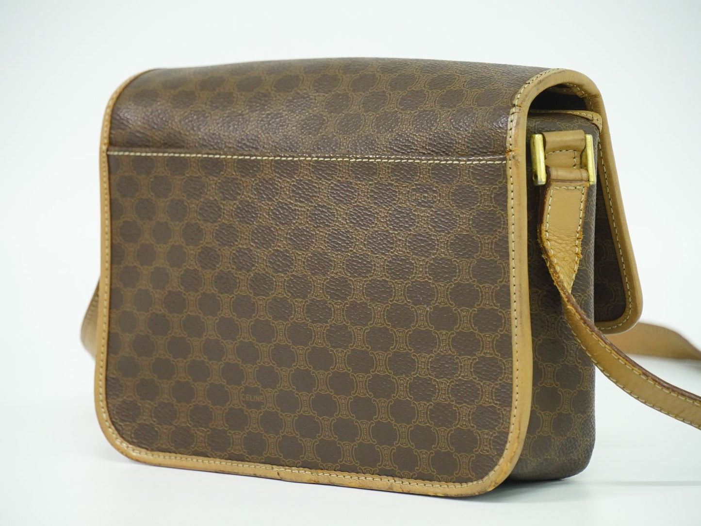 CELINE マカダム ショルダーバッグ ブラウン