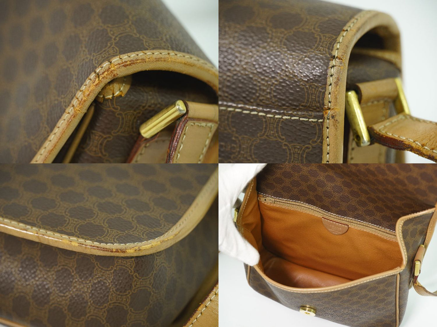 CELINE マカダム ショルダーバッグ ブラウン