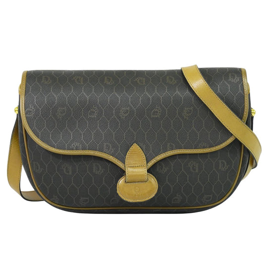 Christian Dior ハニカム柄 ショルダーバッグ ブラック ブラウン