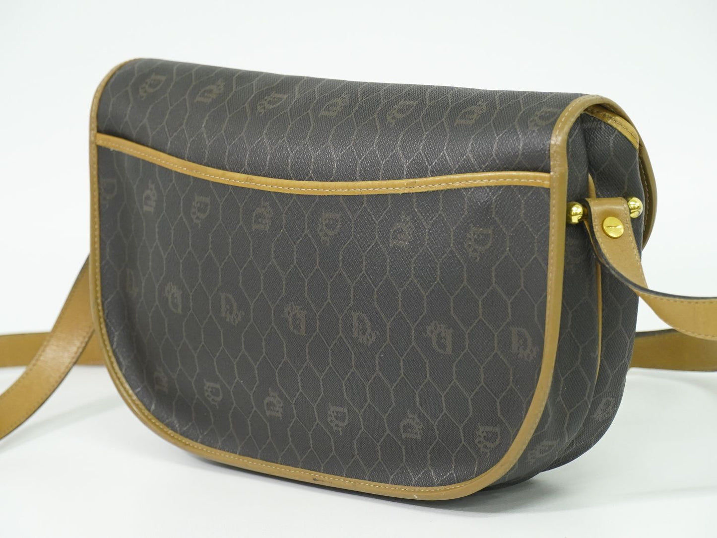 Christian Dior ハニカム柄 ショルダーバッグ ブラック ブラウン