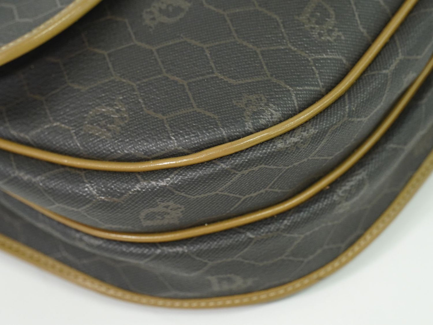 Christian Dior ハニカム柄 ショルダーバッグ ブラック ブラウン