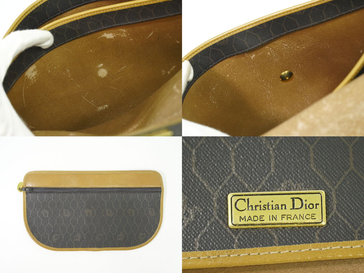 Christian Dior ハニカム柄 ショルダーバッグ ブラック ブラウン