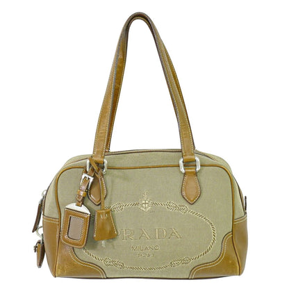 PRADA ロゴ ジャカード トートバッグ ベージュ ブラウン