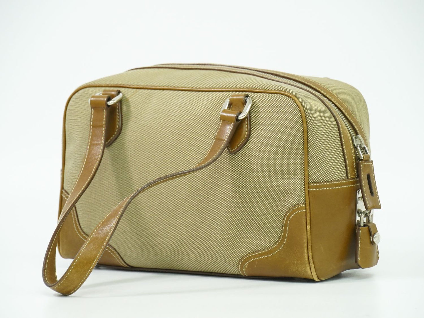 PRADA ロゴ ジャカード トートバッグ ベージュ ブラウン