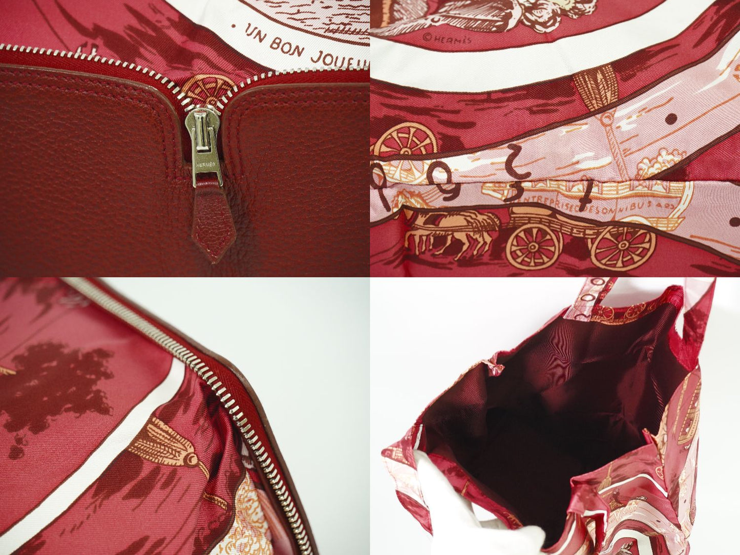 HERMES シルキーポップ エコバッグ ボルドー