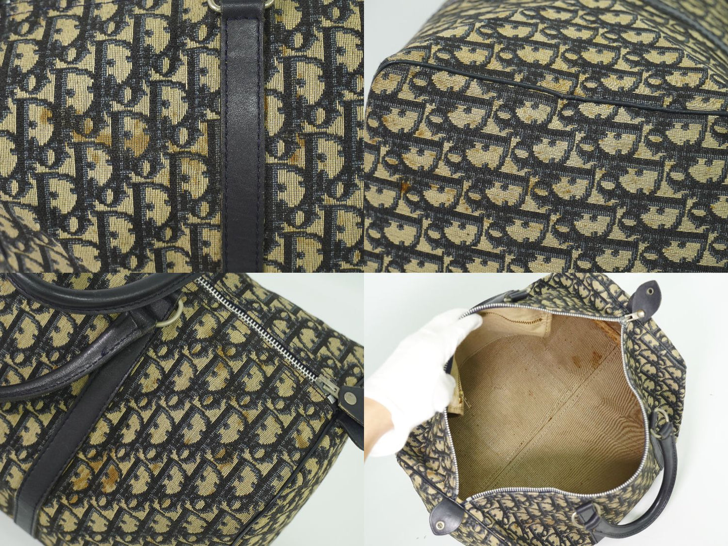 Christian Dior トロッター ボストンバッグ ネイビー