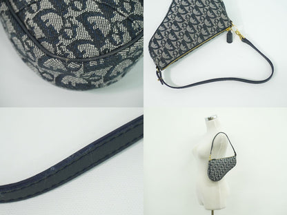 Christian Dior サドル トロッター ショルダーバッグ ネイビー