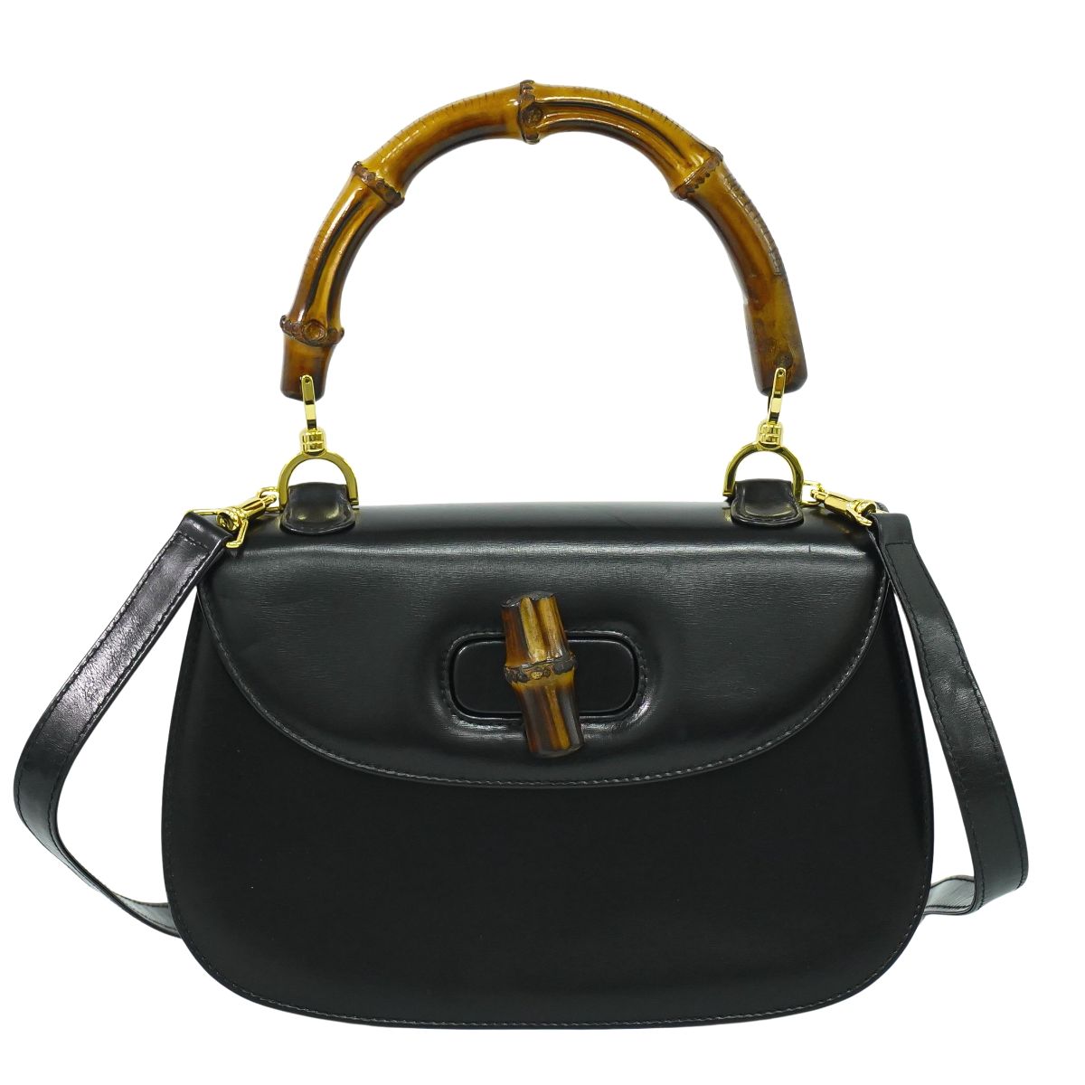 GUCCI バンブー 2WAY ショルダーバッグ ブラック