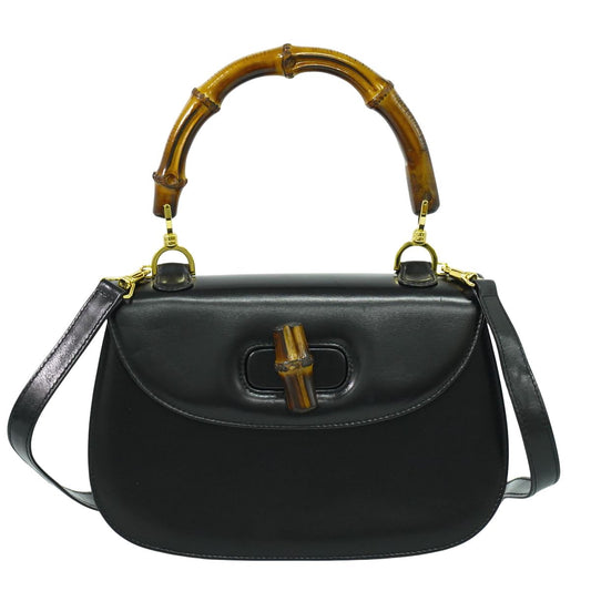 GUCCI バンブー 2WAY ショルダーバッグ ブラック