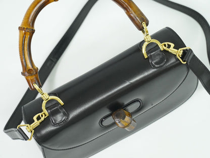 GUCCI バンブー 2WAY ショルダーバッグ ブラック