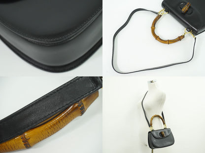GUCCI バンブー 2WAY ショルダーバッグ ブラック