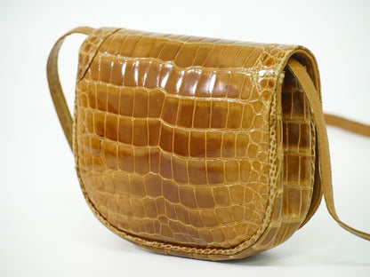 GUCCI クロコダイル レザー ショルダーバッグ ブラウン