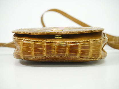 GUCCI クロコダイル レザー ショルダーバッグ ブラウン