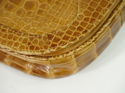 GUCCI クロコダイル レザー ショルダーバッグ ブラウン