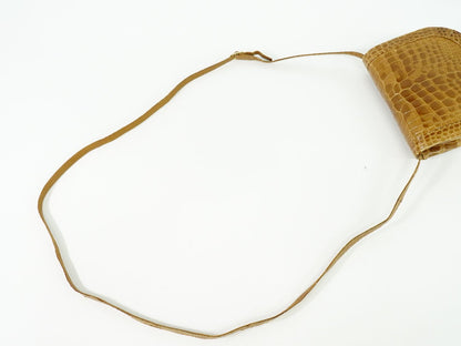 GUCCI クロコダイル レザー ショルダーバッグ ブラウン