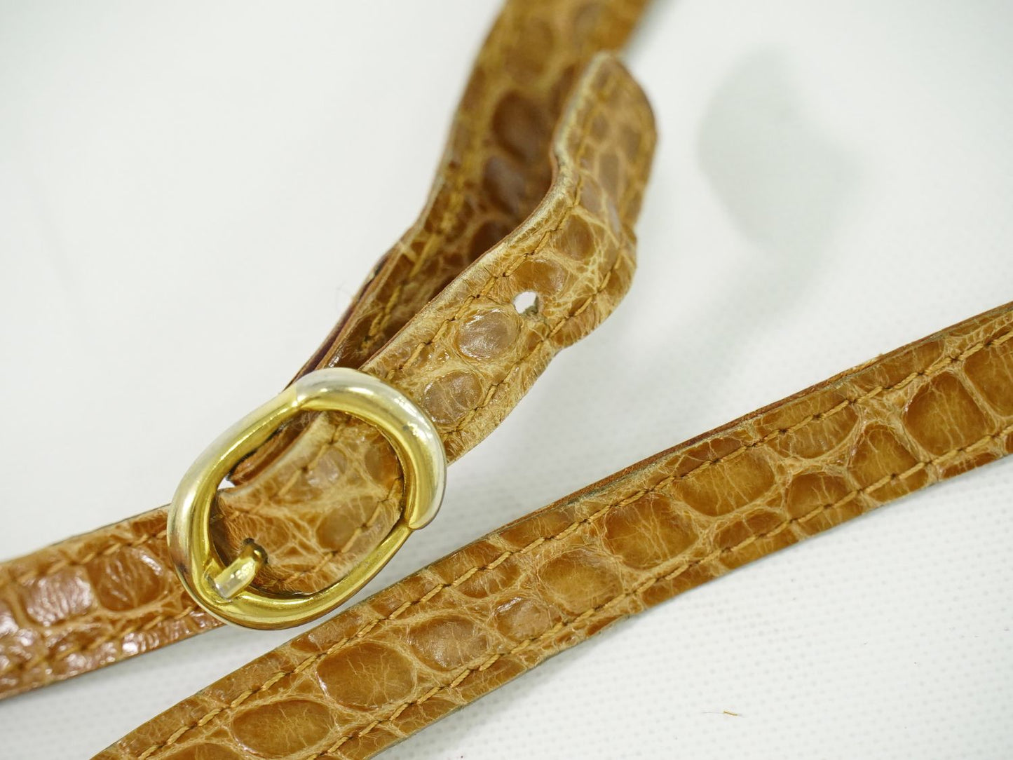 GUCCI クロコダイル レザー ショルダーバッグ ブラウン