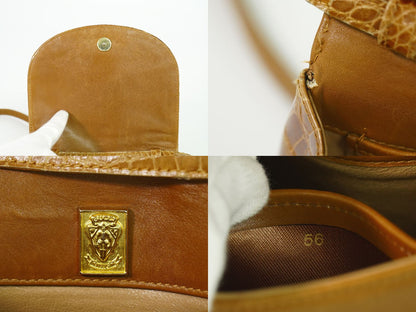 GUCCI クロコダイル レザー ショルダーバッグ ブラウン