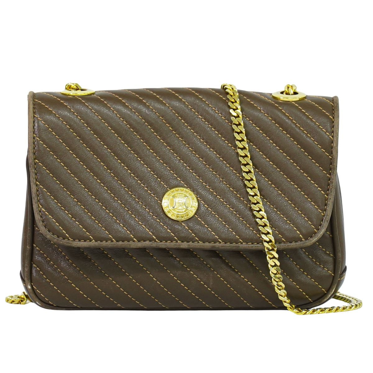 CELINE キルティング ショルダーバッグ ブラウン