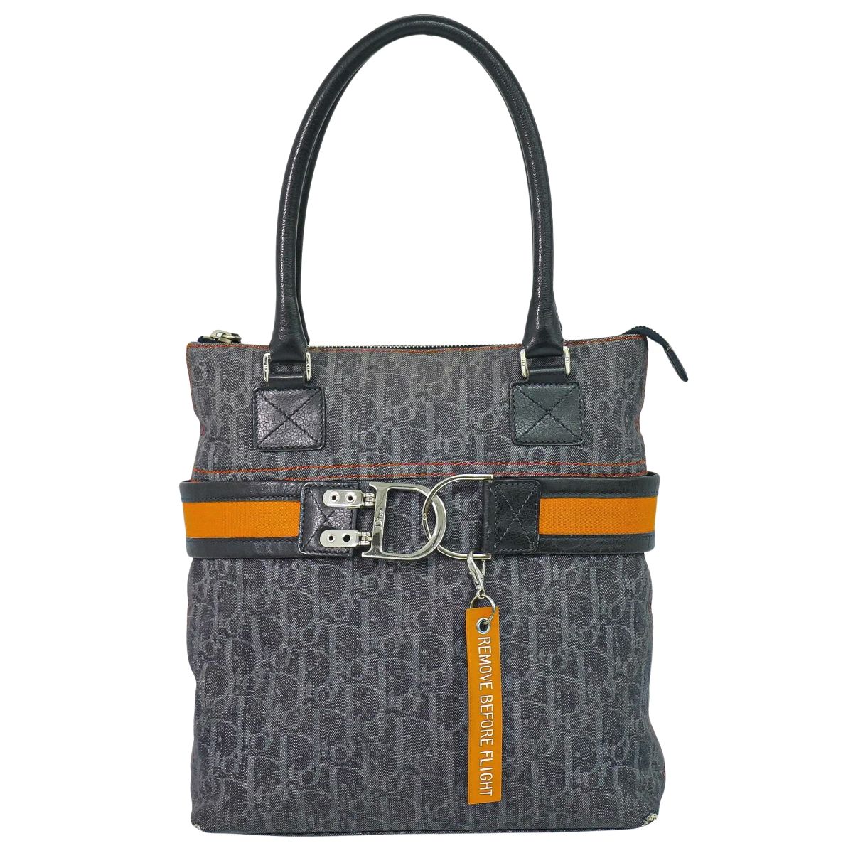 Christian Dior フライトライン トロッター トートバッグ ネイビー オレンジ