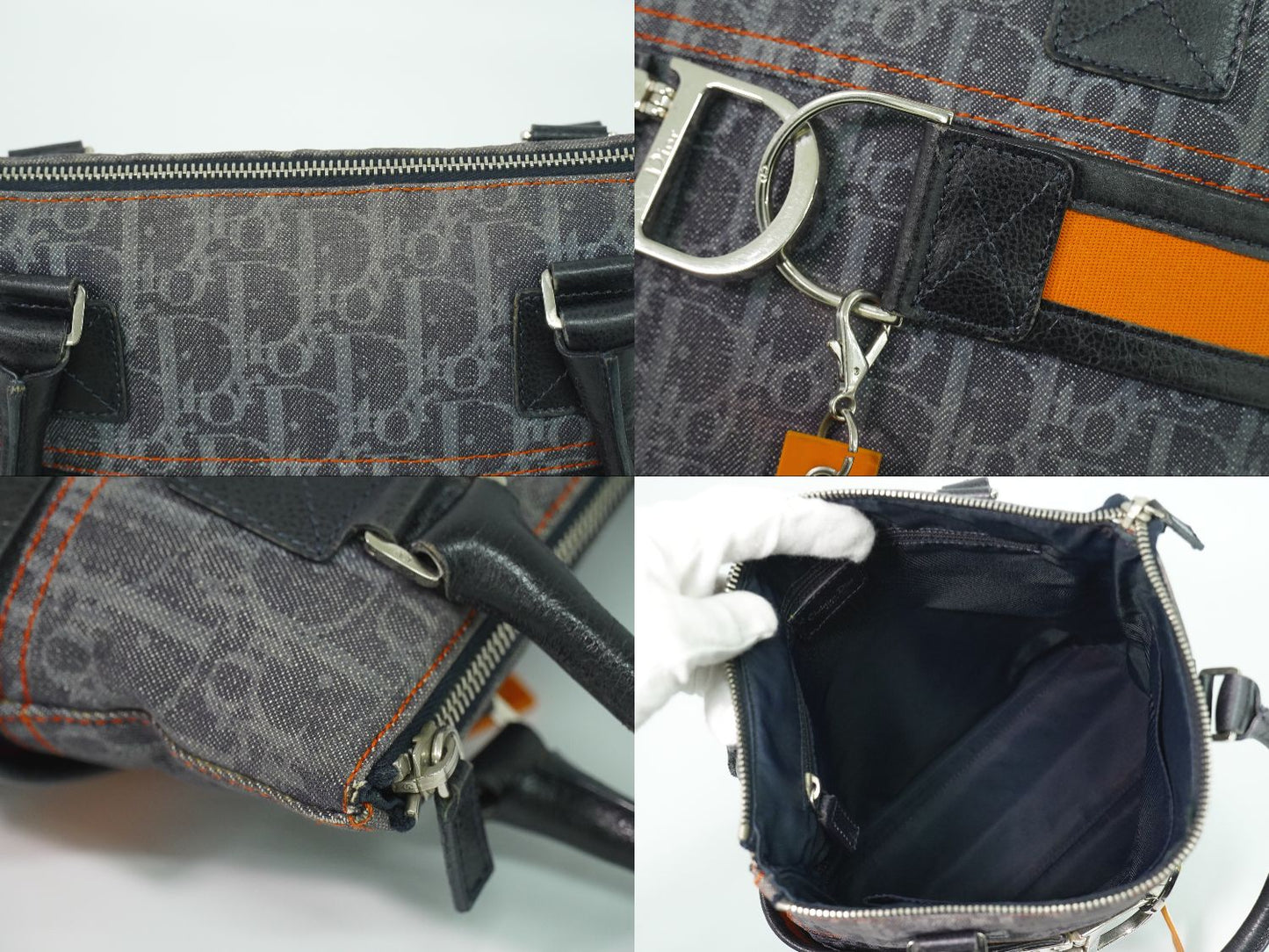 Christian Dior フライトライン トロッター トートバッグ ネイビー オレンジ