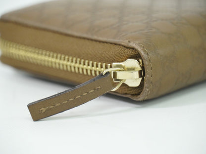 GUCCI マイクログッチシマ レザー 長財布 ブラウン 309758