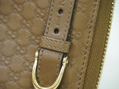 GUCCI マイクログッチシマ レザー 長財布 ブラウン 309758