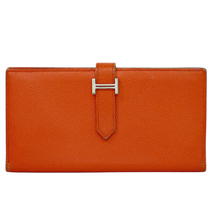 HERMES ベアンスフレ 長財布 T刻 オレンジ