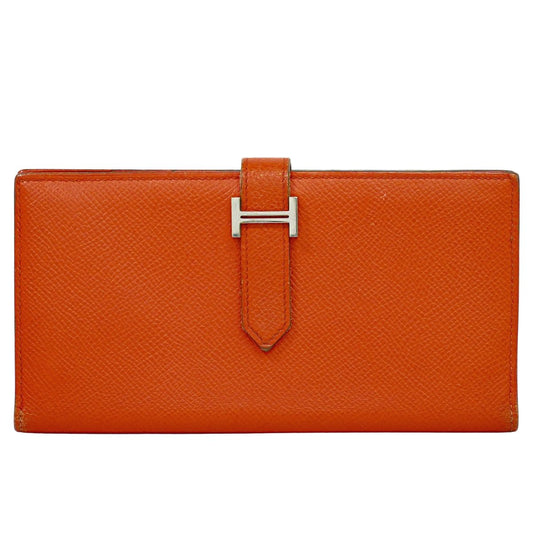 HERMES ベアンスフレ 長財布 T刻 オレンジ