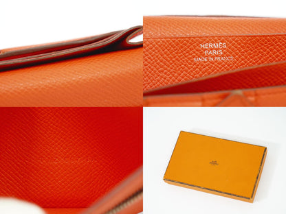 HERMES ベアンスフレ 長財布 T刻 オレンジ