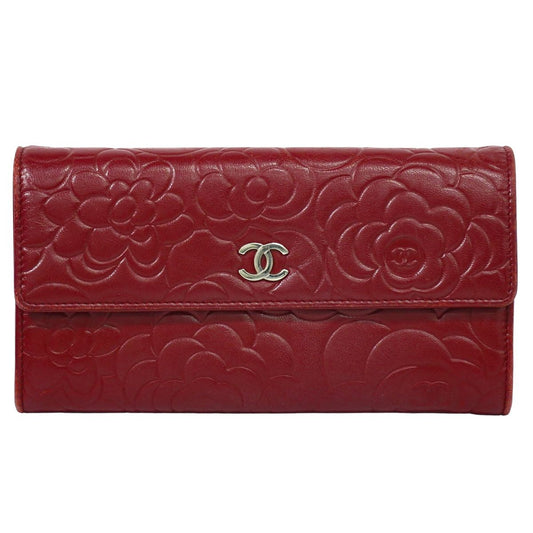 CHANEL ココマーク カメリア 長財布 レッド