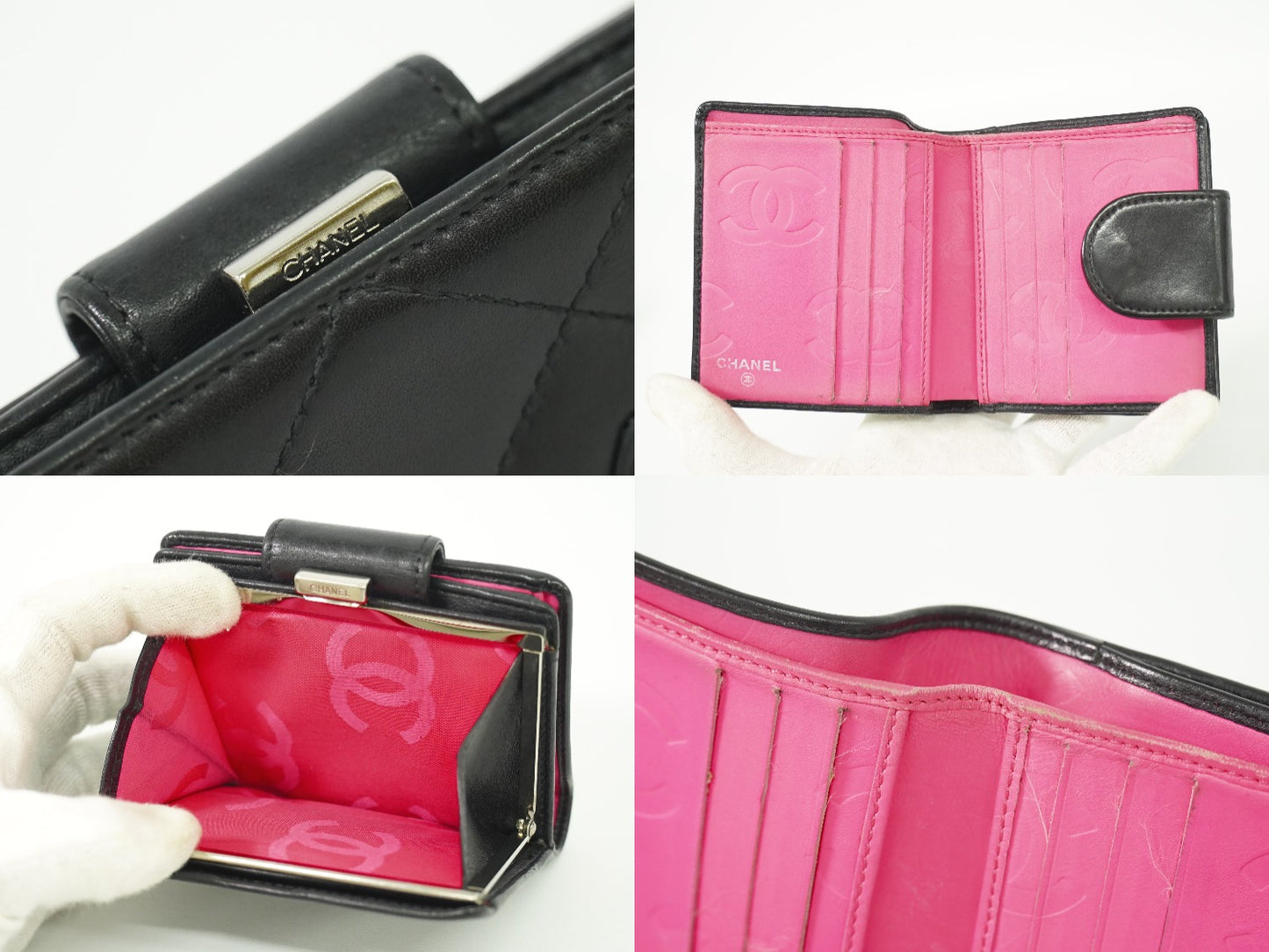 CHANEL ココマーク カンボンライン 折財布 ブラック