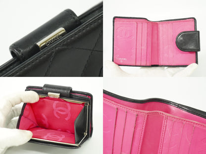 CHANEL ココマーク カンボンライン 折財布 ブラック