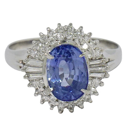 サファイア 2.45ct ダイヤモンド 0.39ct Pt900 リング 12号 ブルー