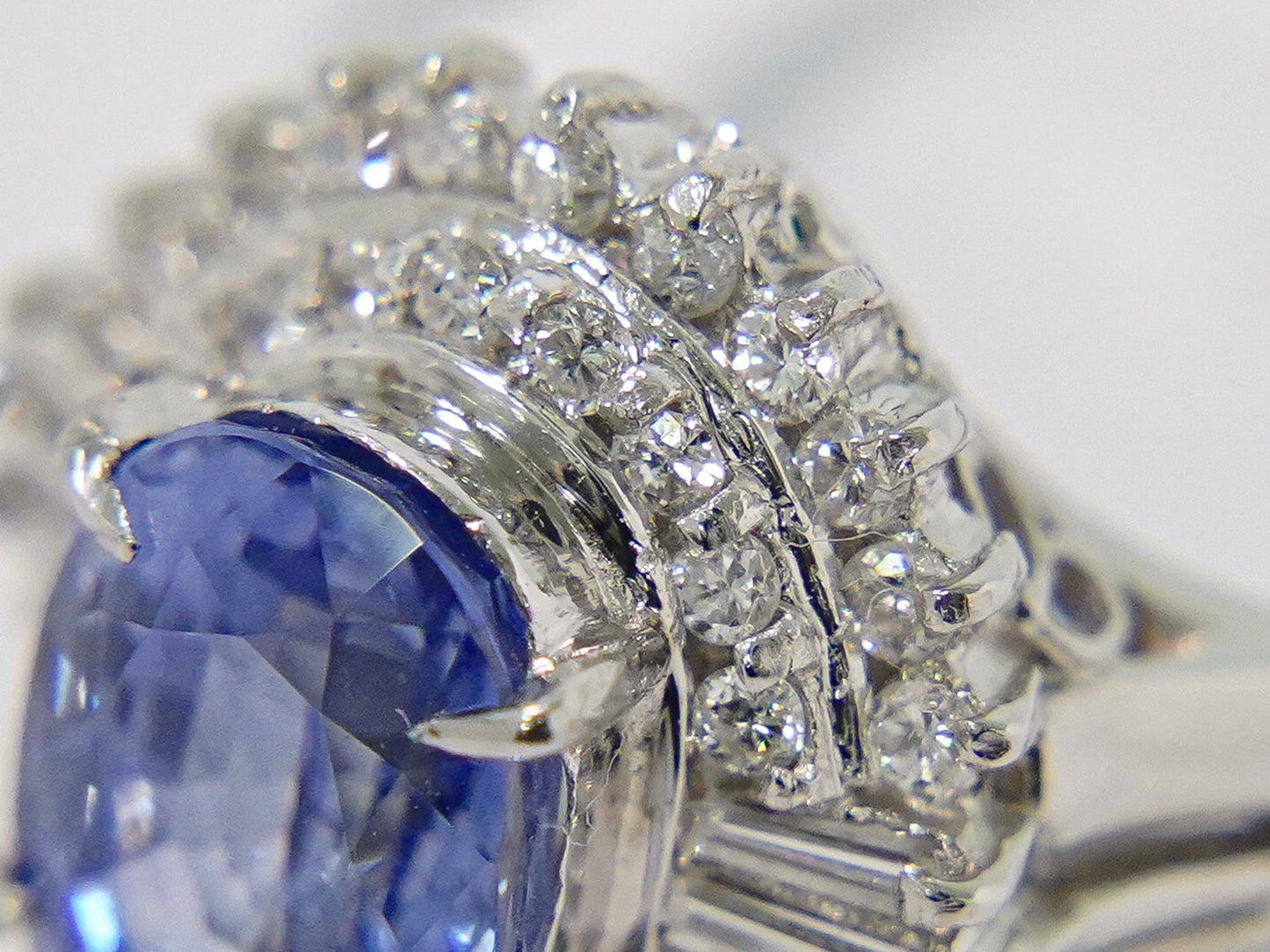 サファイア 2.45ct ダイヤモンド 0.39ct Pt900 リング 12号 ブルー