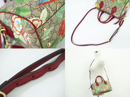 GUCCI ティアン GGスプリーム 2WAY ミニ ボストンバッグ ベージュ マルチカラー 409529