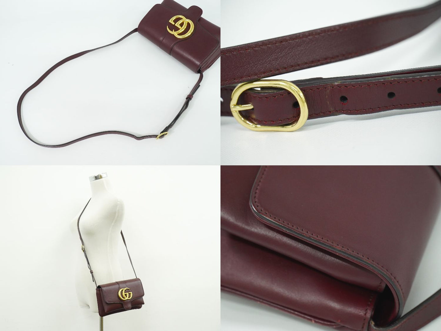 GUCCI GGマーモント アリー ショルダーバッグ ボルドー 550129