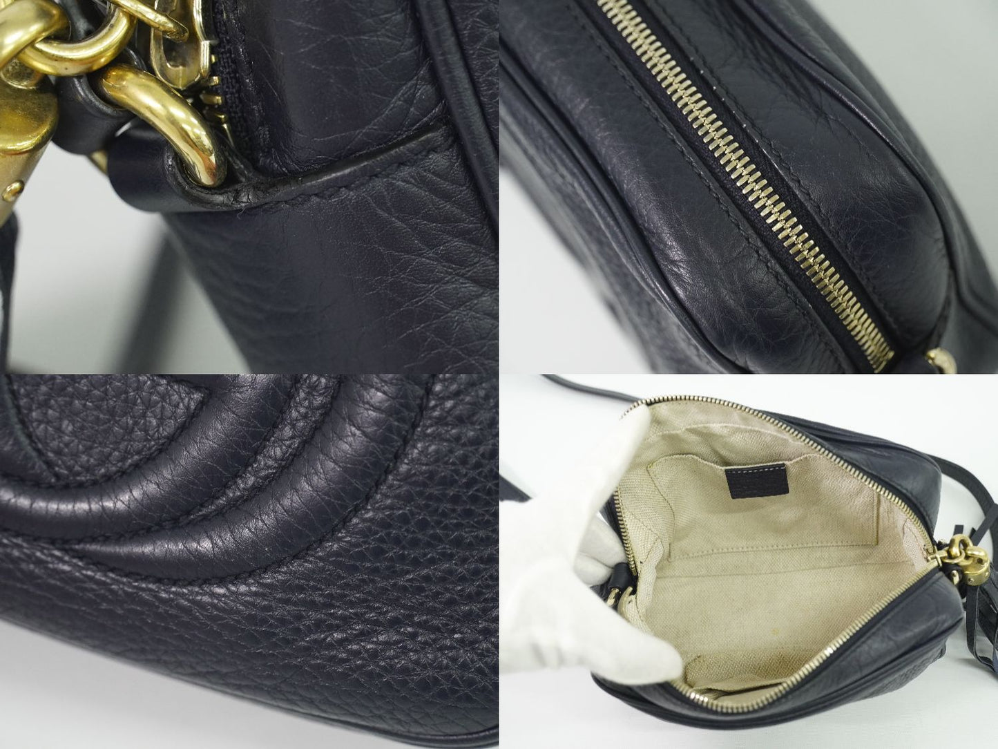 GUCCI ソーホー スモールディスコ ショルダーバッグ ネイビー 308364