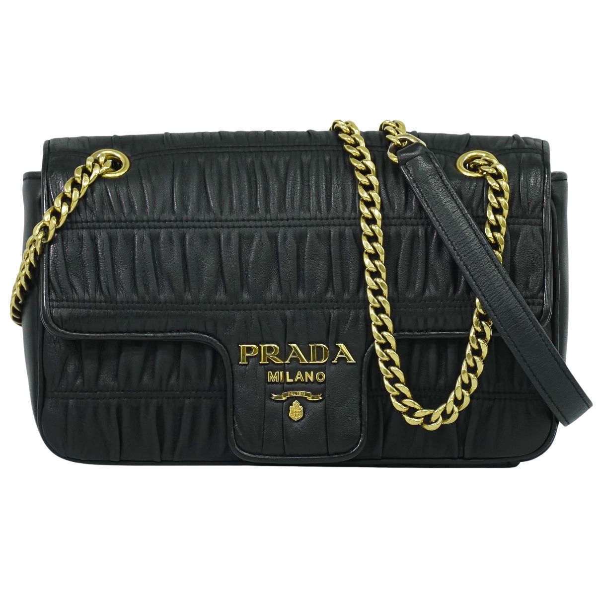 PRADA ナッパゴーフル ショルダーバッグ ブラック