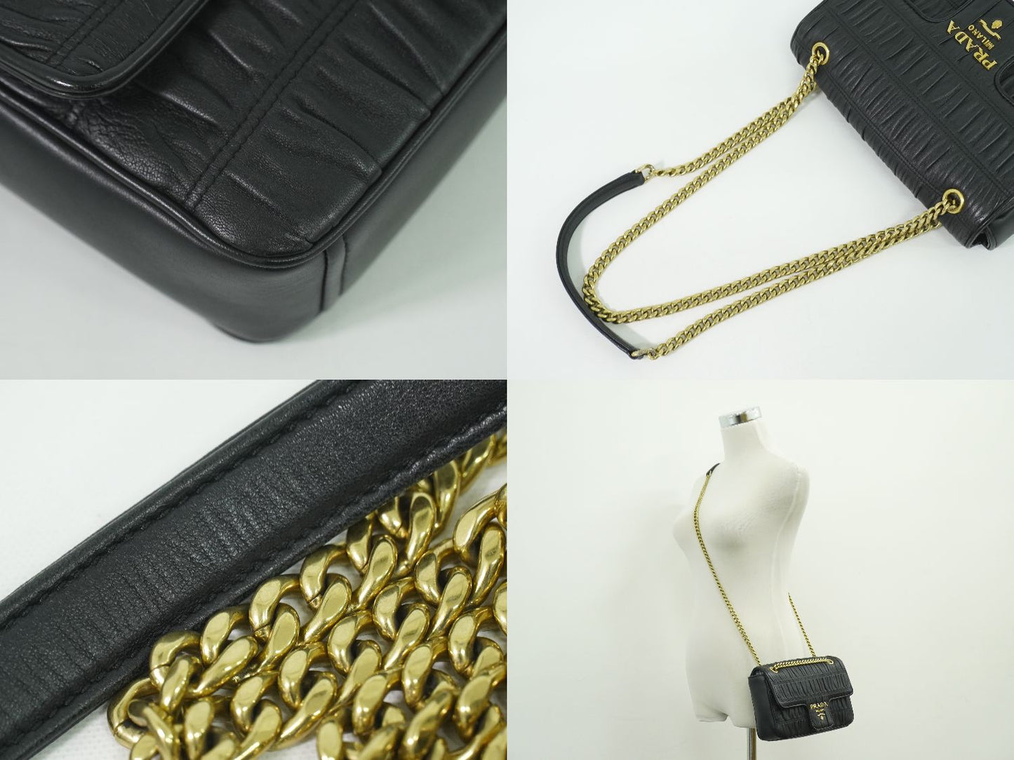 PRADA ナッパゴーフル ショルダーバッグ ブラック