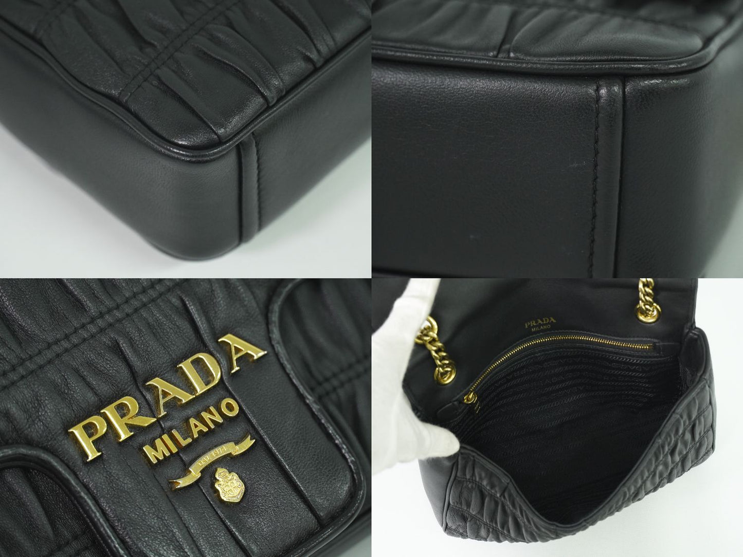 PRADA ナッパゴーフル ショルダーバッグ ブラック