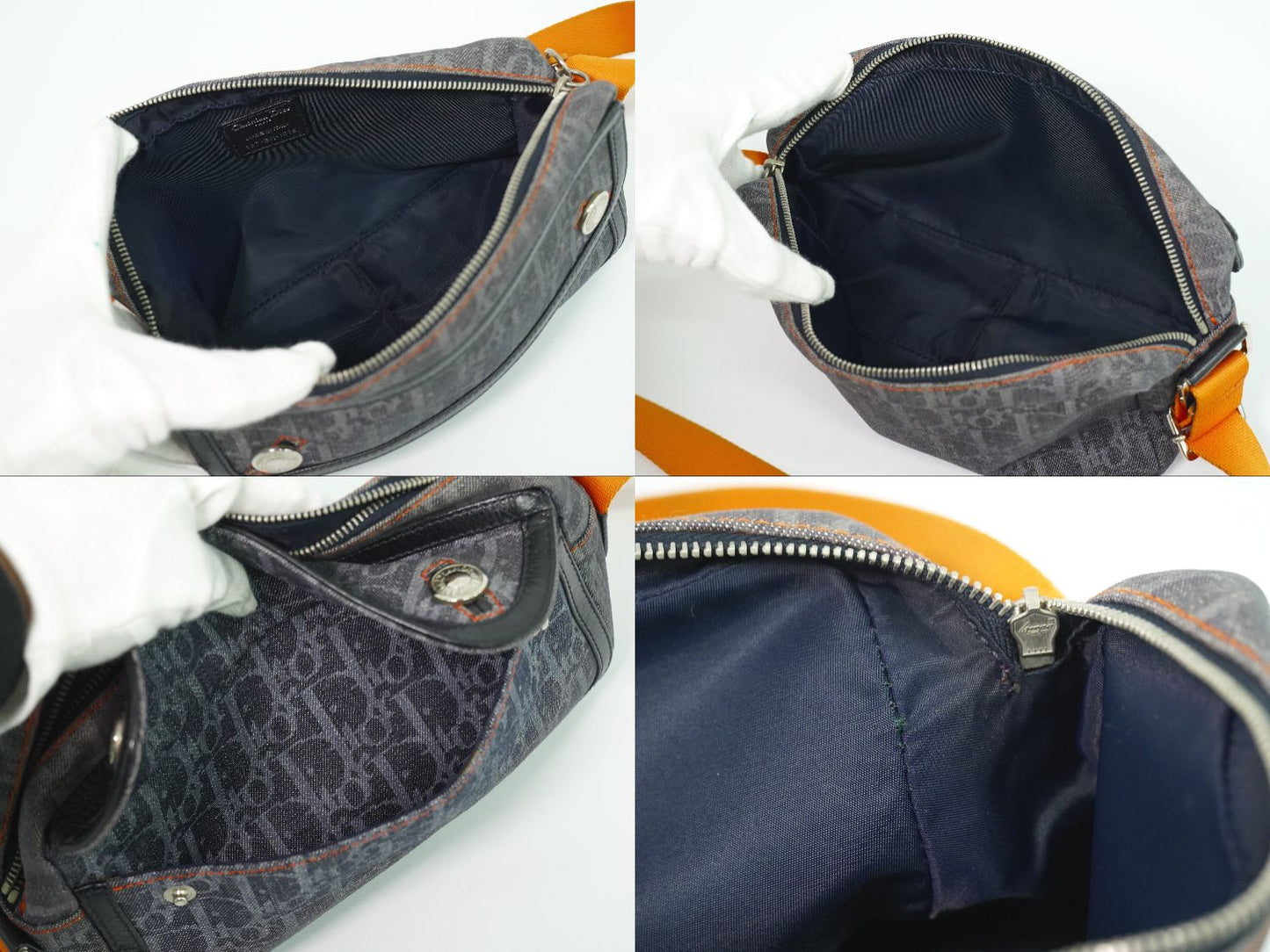 Christian Dior フライトライン トロッター ショルダーバッグ ネイビー オレンジ