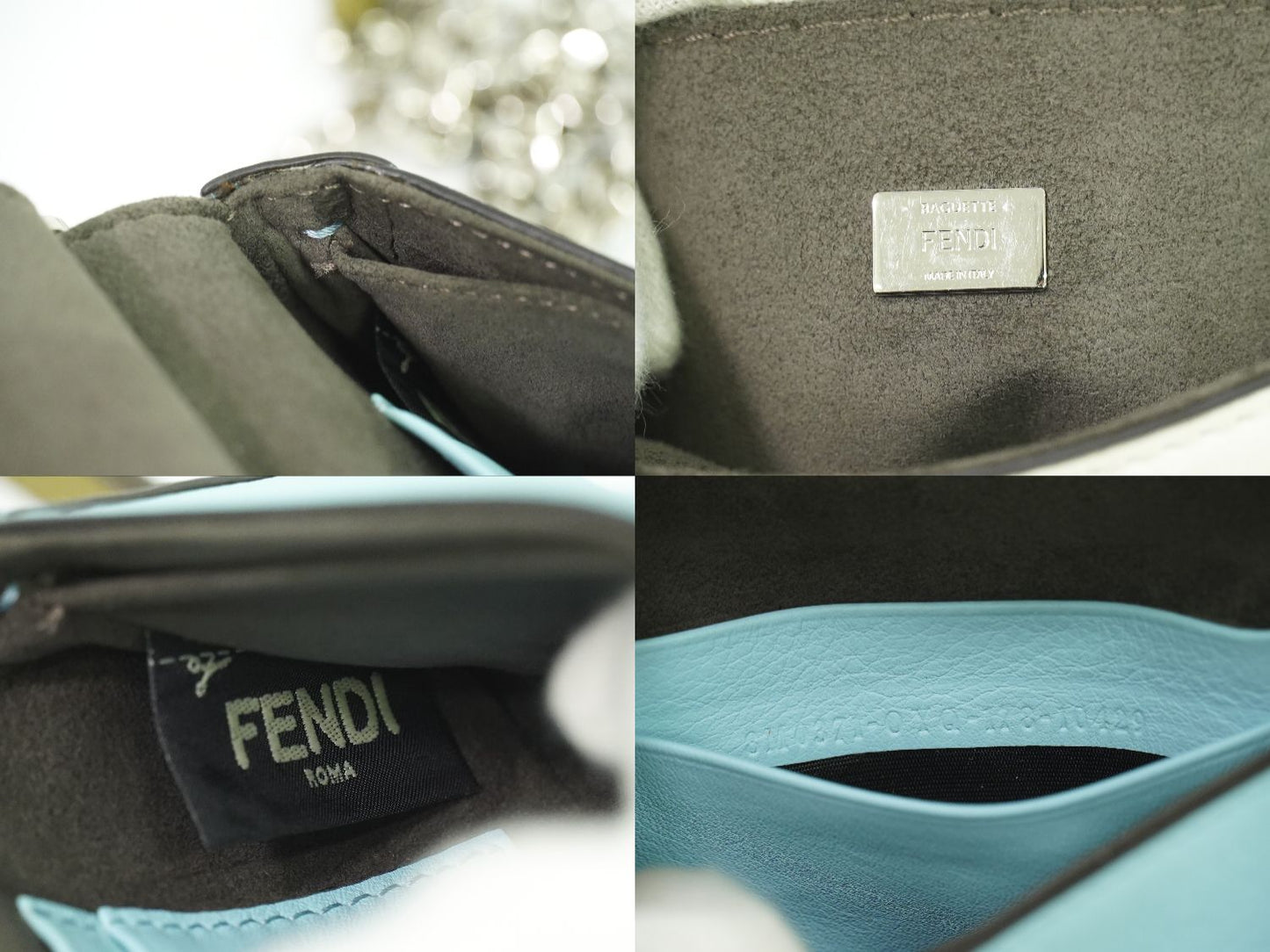 FENDI ダブルマイクロバゲット 2WAY ショルダーバッグ ホワイト ライトブルー 8M0371