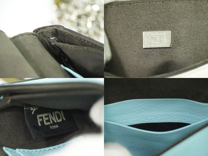 FENDI ダブルマイクロバゲット 2WAY ショルダーバッグ ホワイト ライトブルー 8M0371