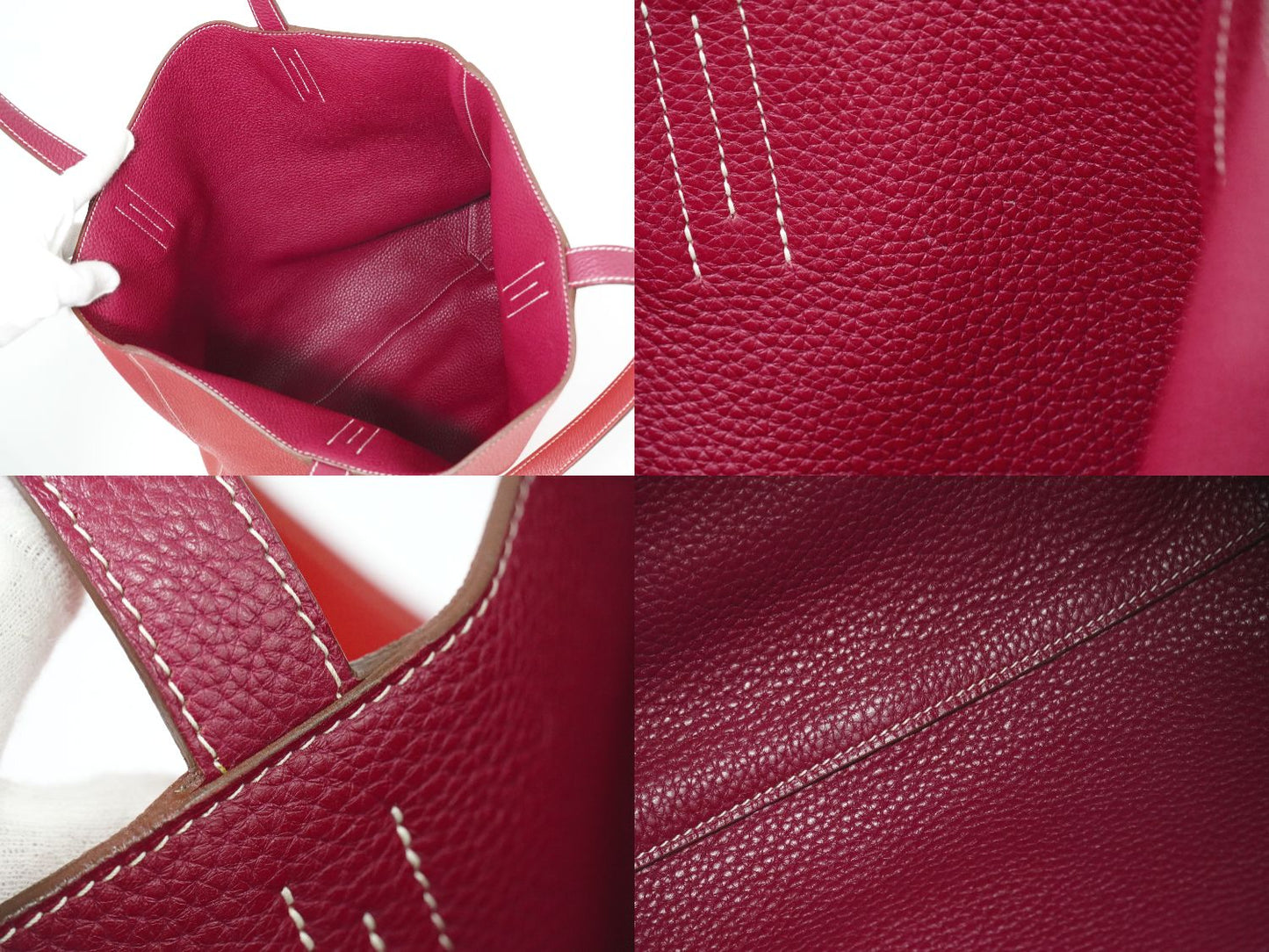 HERMES ドゥブルセンス 36 トートバッグ □N刻 ピンク系