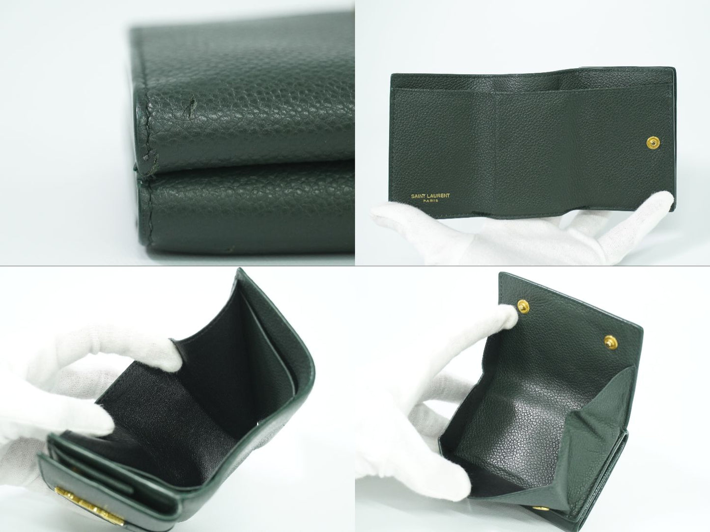 SAINT LAURENT オリガミ タイニー 折財布 ダークグリーン 669959